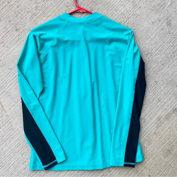 Womens Rash Guard Shirt Long Sleeve Raglan Sun Protection Full Zip Up Shirt - Picture 4 of 5